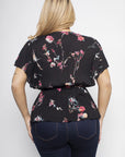 Plus Size Floral Surplice Top