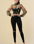 Floral Long Sleeve Sheer Top