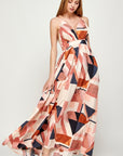 Plunging Neck Open Back Maxi Dress