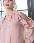Open Shoulder Long Sleeve Blouse