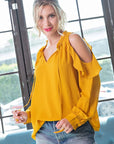 Open Shoulder Long Sleeve Blouse