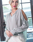 Open Shoulder Long Sleeve Blouse