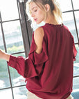 Open Shoulder Long Sleeve Blouse