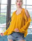 Open Shoulder Long Sleeve Blouse