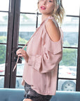 Open Shoulder Long Sleeve Blouse