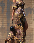 Printed V-Neck Maxi Dress