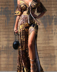 Printed V-Neck Maxi Dress