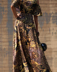 Printed V-Neck Maxi Dress