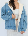 Hooded Denim Fur Jacket