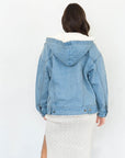Hooded Denim Fur Jacket
