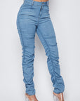 Ruched Denim Pants