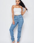 Ruched Denim Pants