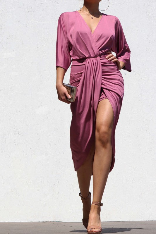 bodycon ruched dress Ruched Bodycon Dress L / Mauve