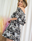 Ruffled Floral Print Midi Dress