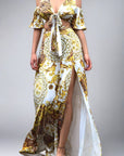 Printed V-Neck Maxi Dress
