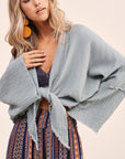 Long Sleeve Tie Front Jacket