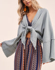 Long Sleeve Tie Front Jacket