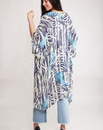 Floral & Ripple Print Cover Up Kimono