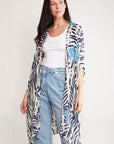 Floral & Ripple Print Cover Up Kimono