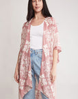 Women's Damask Print Cover Up Kimono
