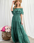 Off The Shoulder Ruffle Maxi Dress