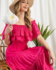 Off The Shoulder Ruffle Maxi Dress