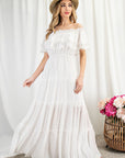 Off The Shoulder Ruffle Maxi Dress
