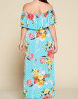 Plus Size Floral Maxi Dress with Belt