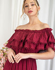 Off The Shoulder Ruffle Maxi Dress