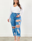 Plus Size Distressed Boyfriend Jeans