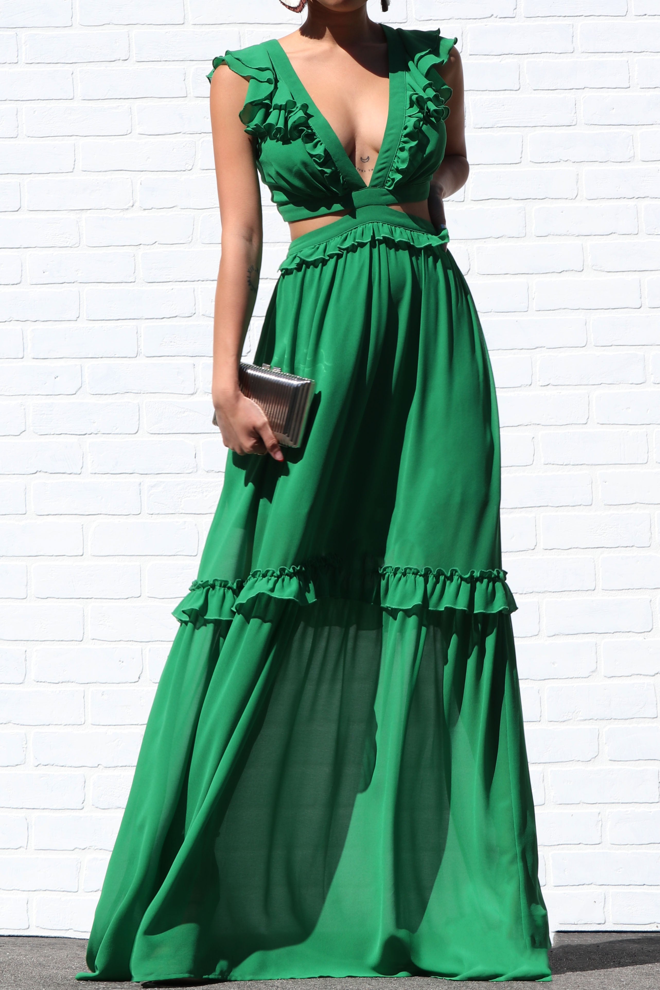 Lace Up Maxi Dress L / Emerald Lace Up Maxi Dress L / Emerald