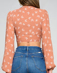 Long sleeve Butterfly Crop Top