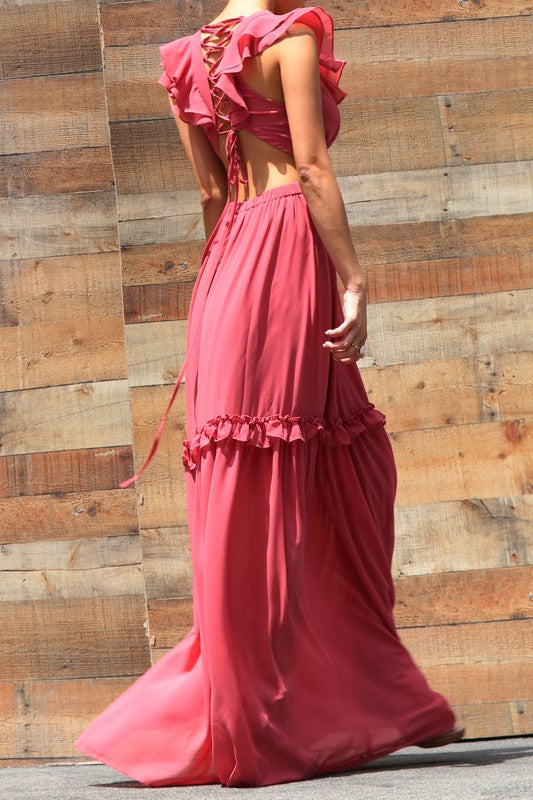 Lace Up Maxi Dress