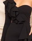One Shoulder Ruffle Maxi Dress