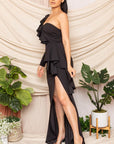One Shoulder Ruffle Maxi Dress