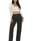 Knit Crepe Wide Leg Pants