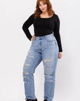 Distressed Plus Size Boyfriend Jeans