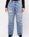 Distressed Plus Size Boyfriend Jeans