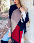 Color Block Poncho