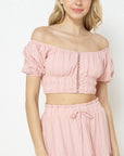 Lace Trim Off The Shoulder Crop Top