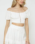 Floral Textured Lace Trim Skirt
