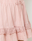 Floral Textured Lace Trim Skirt