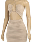 Front Cutout Halter Mini Dress
