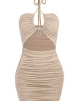 Front Cutout Halter Mini Dress