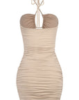 Front Cutout Halter Mini Dress