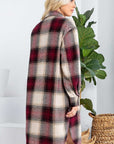 Button Down Long Plaid Coat