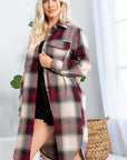 Button Down Long Plaid Coat