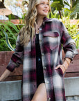 Button Down Long Plaid Coat