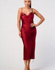 Satin Cowl Neck Dress