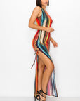 Multicolor Side Split Maxi Dress